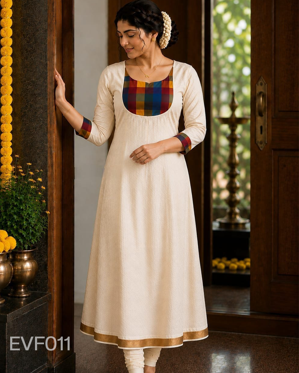 Madras check anarkali