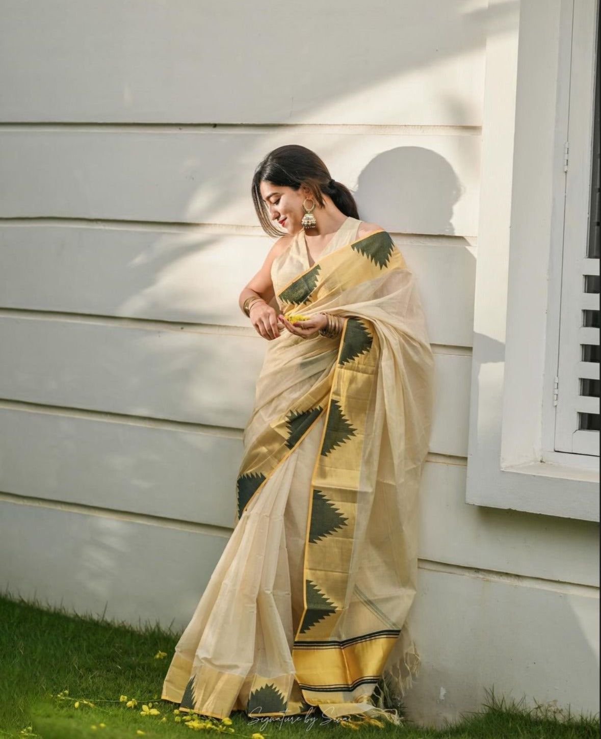 Golden tissue saree