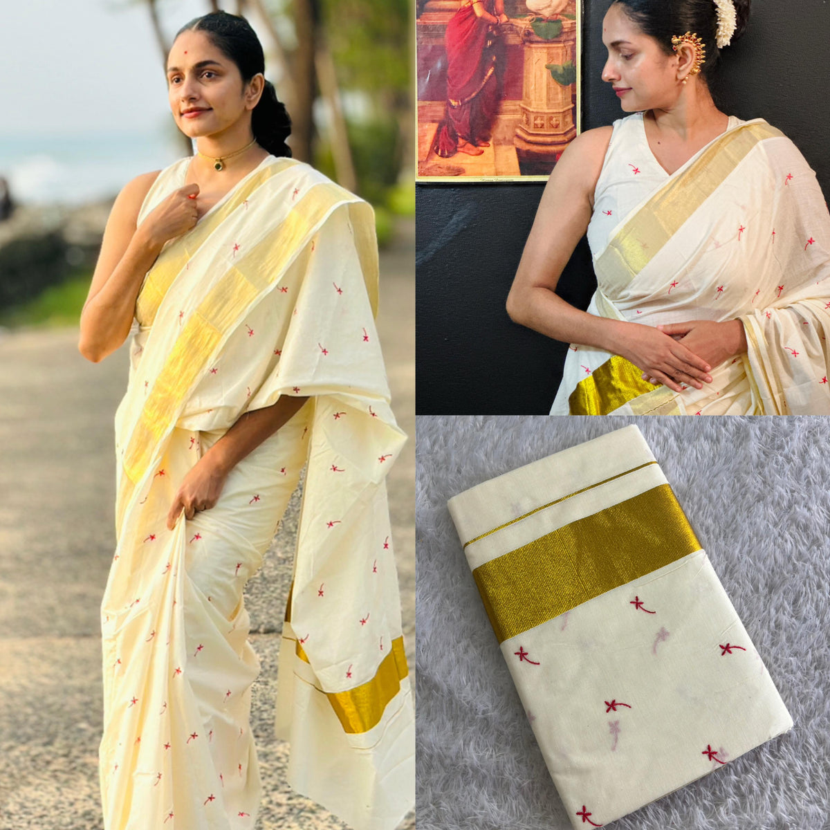 Small techipoo embroidery saree