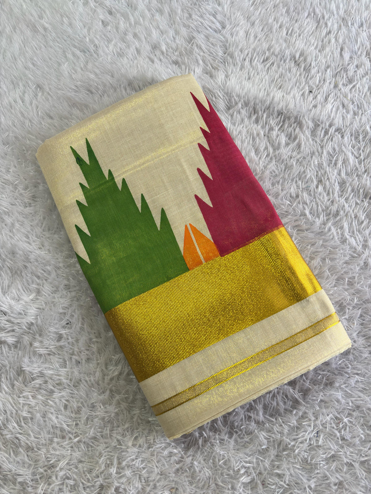 Multi colour Temple Golden tissue saree