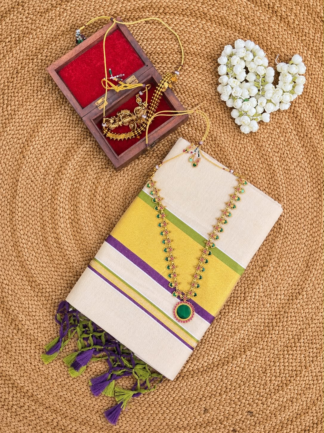 Border checks Golden Tissue saree