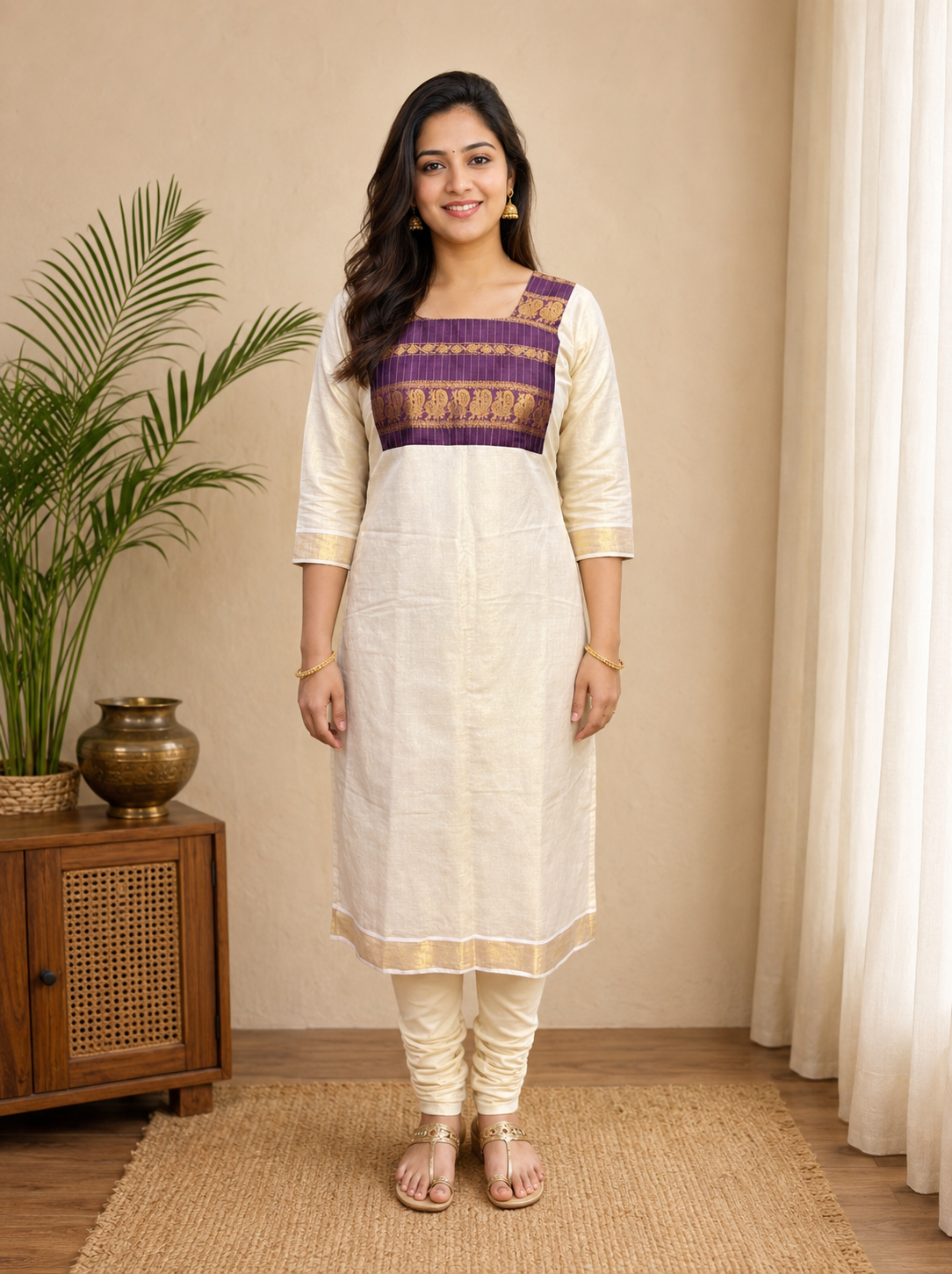 Kalyani cotton zari work Tissue top