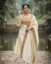 Kerala Kasavu Top & Dupatta