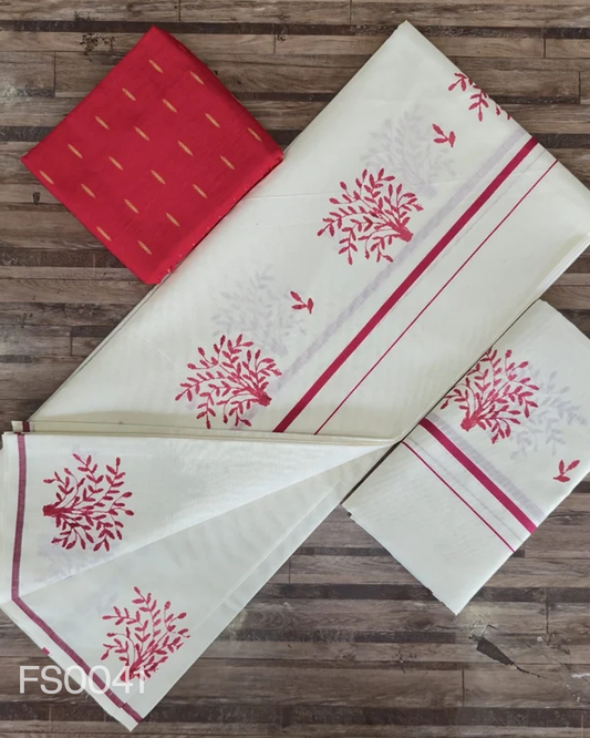 PULIYILAKARA FANCY PRINT SETMUNDU