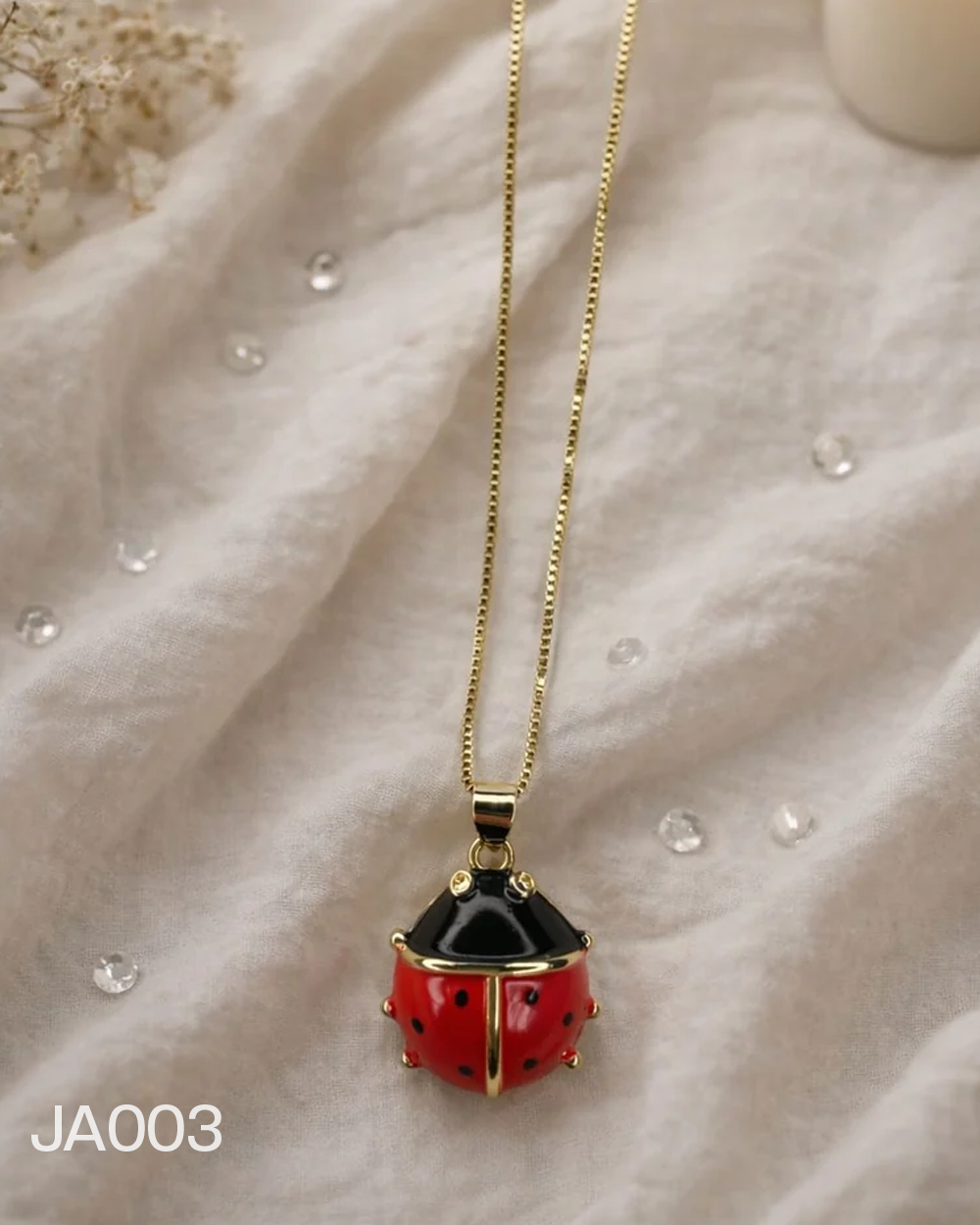 Ladybug Pendant with Chain Necklace
