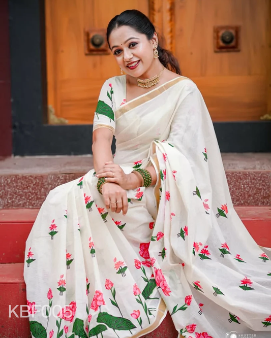 Sumangala - Small Lotus Set Saree