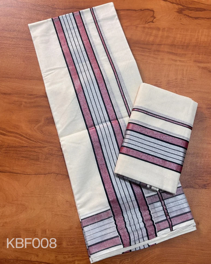 silver colour fancy set mundu