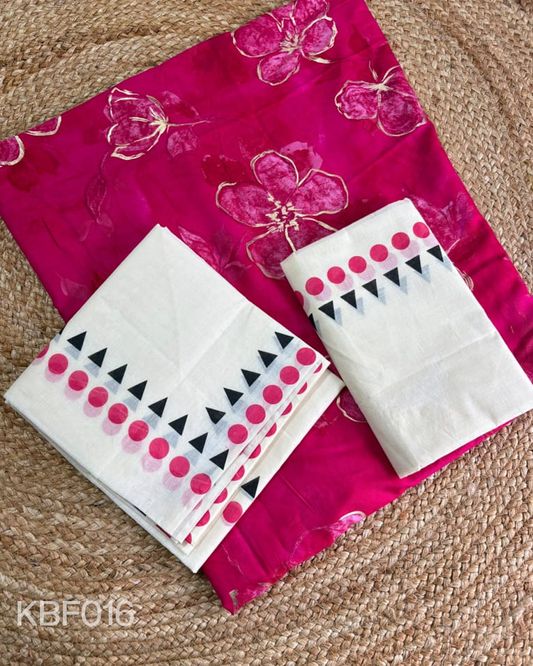 TEMPLE POLKA WITH BLOUSE SET MUNDU