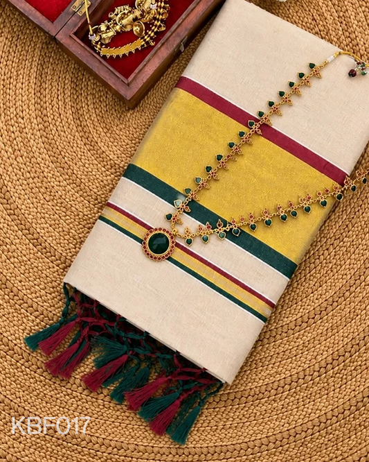 Border checks Golden Tissue saree
