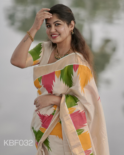 Multi colour Temple Golden tissue saree