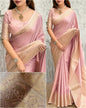 A classy light weight  pastal colors saree with touch of zari weaving jacquard