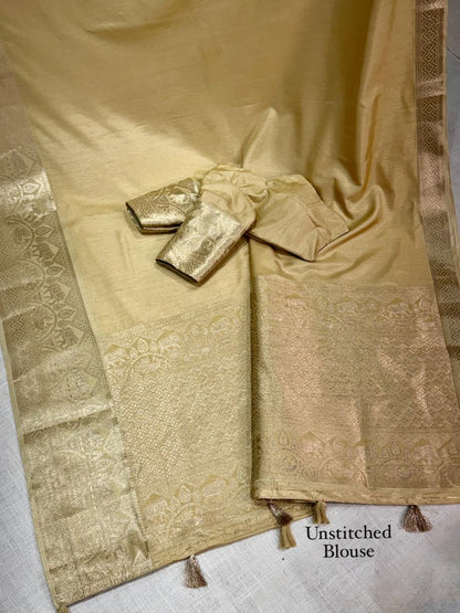 A classy light weight  pastal colors saree with touch of zari weaving jacquard