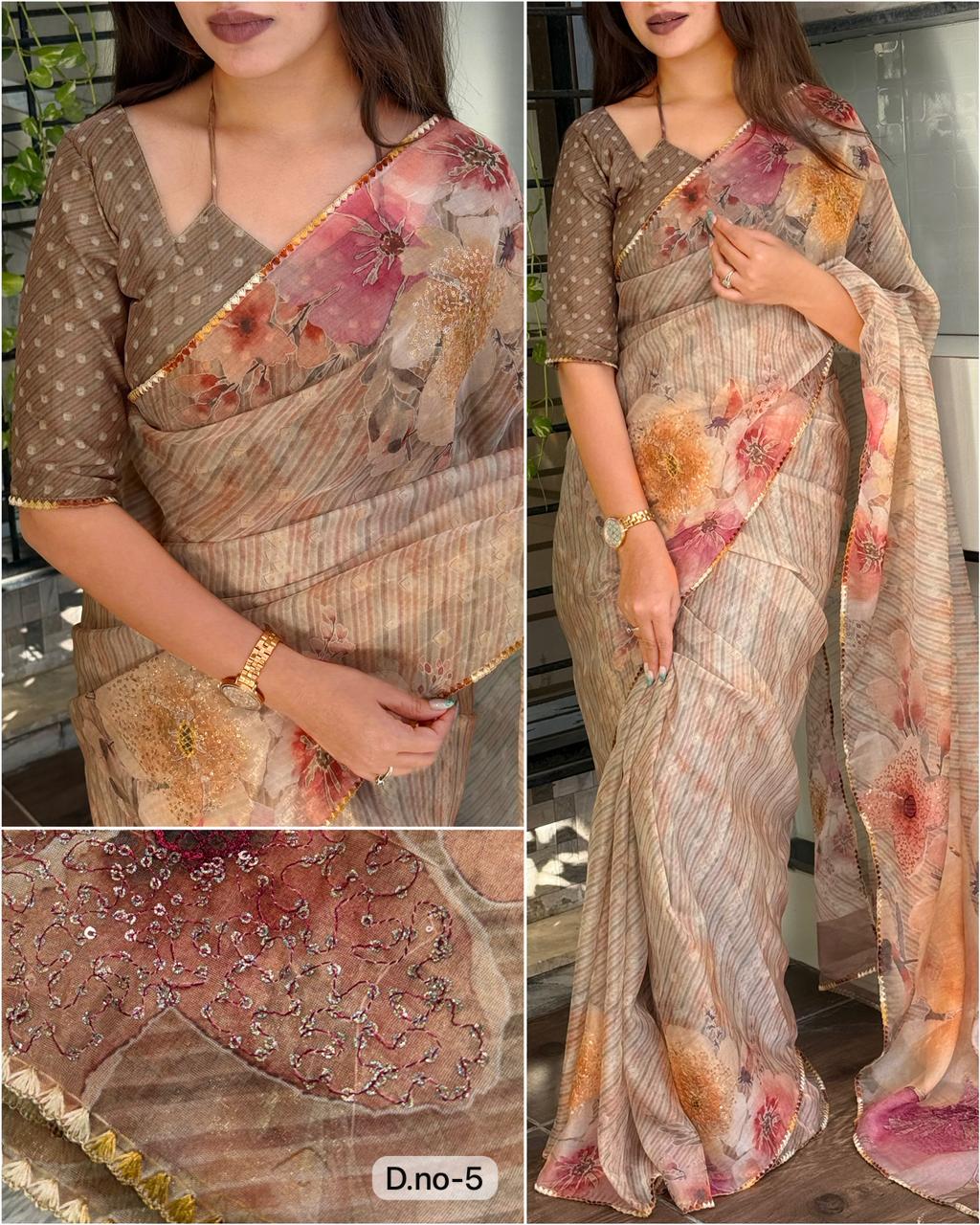 Printed Tissue Organza Saree