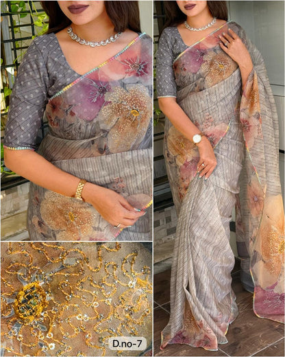 Printed Tissue Organza Saree