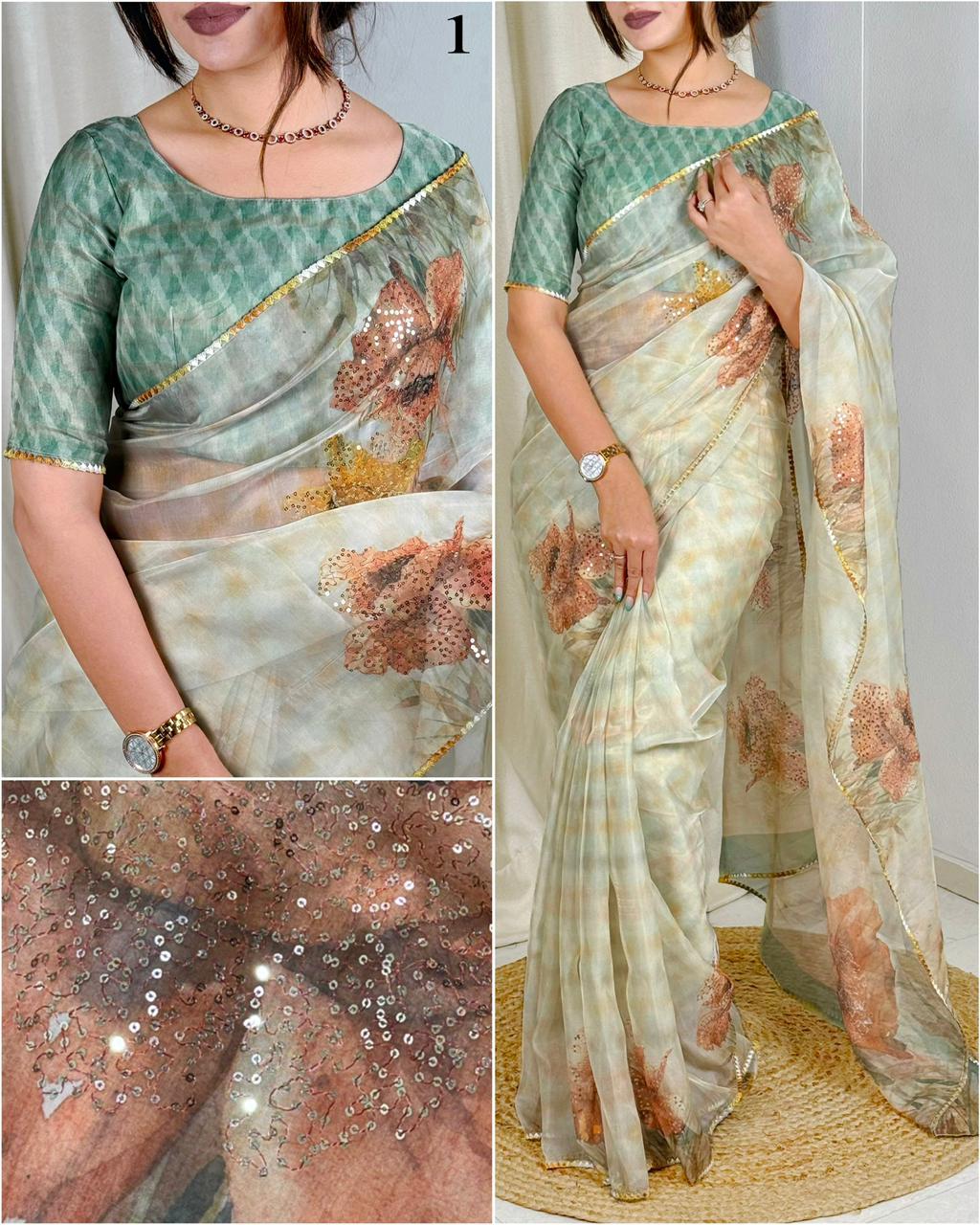 Printed Tissue Organza Saree