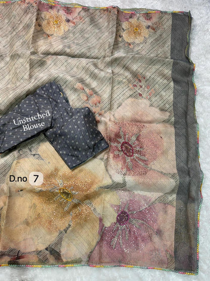Printed Tissue Organza Saree