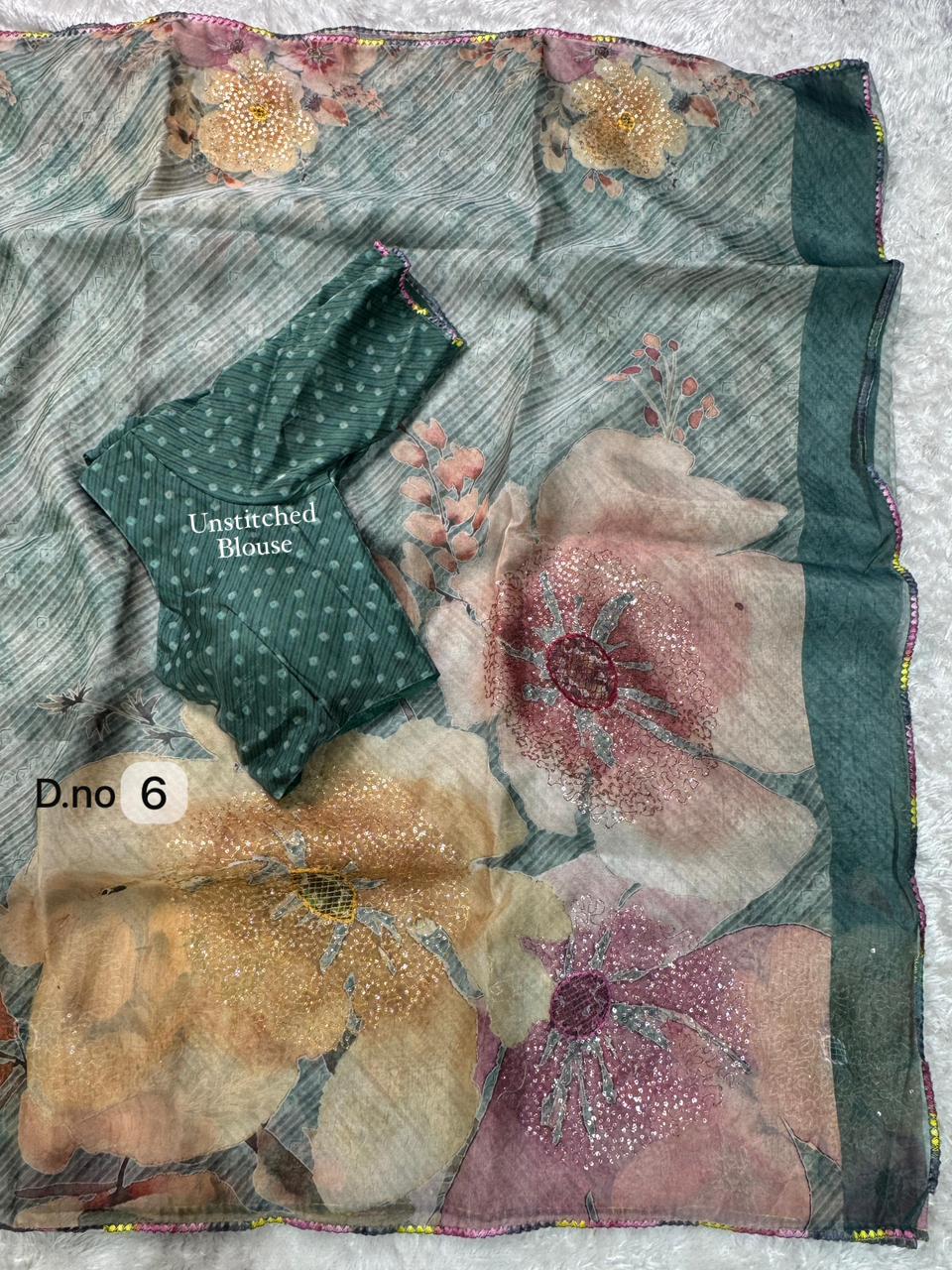 Printed Tissue Organza Saree