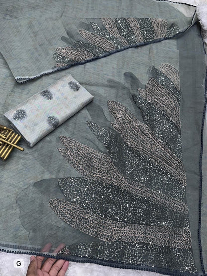Printed Tissue Organza Saree