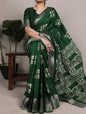Slub Silk Saree with Zari Border  – Elegant Printed Saree