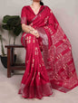 Slub Silk Saree with Zari Border  – Elegant Printed Saree