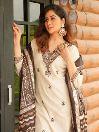 Khadi Cotton Kurti Pant Dupatta Set