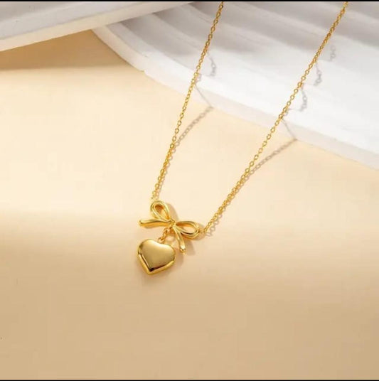 Mini Heart & Bow Chain Online – Anti Tarnish Stainless Steel Jewellery