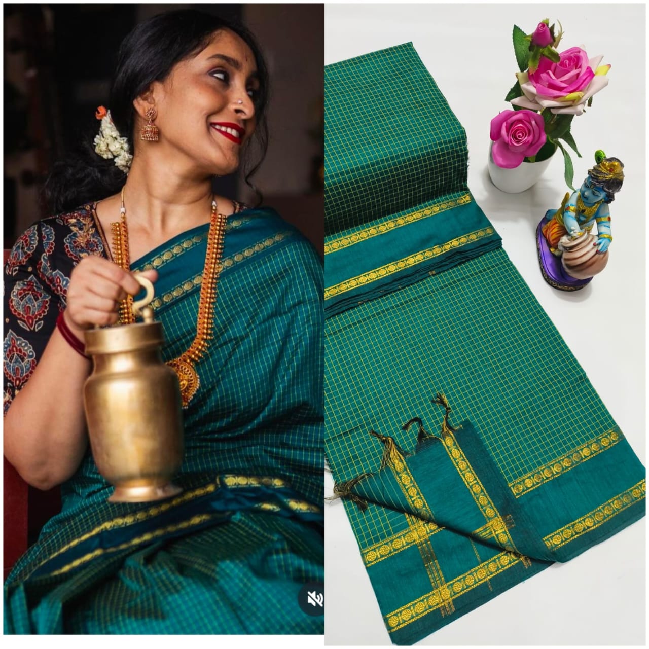 Premium Arani Checked Cotton Saree