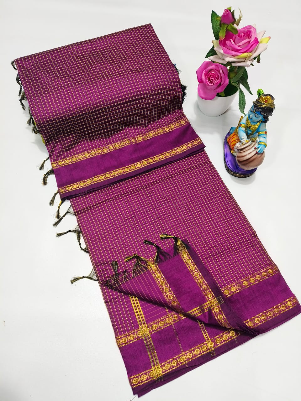 Premium Arani Checked Cotton Saree