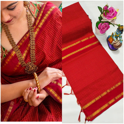Premium Arani Checked Cotton Saree