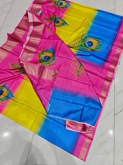 Rainbow Silk Dola Silk Saree