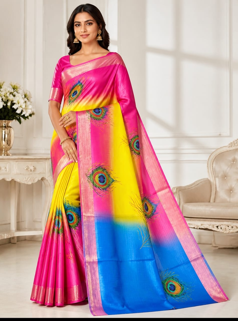 Rainbow Silk Dola Silk Saree