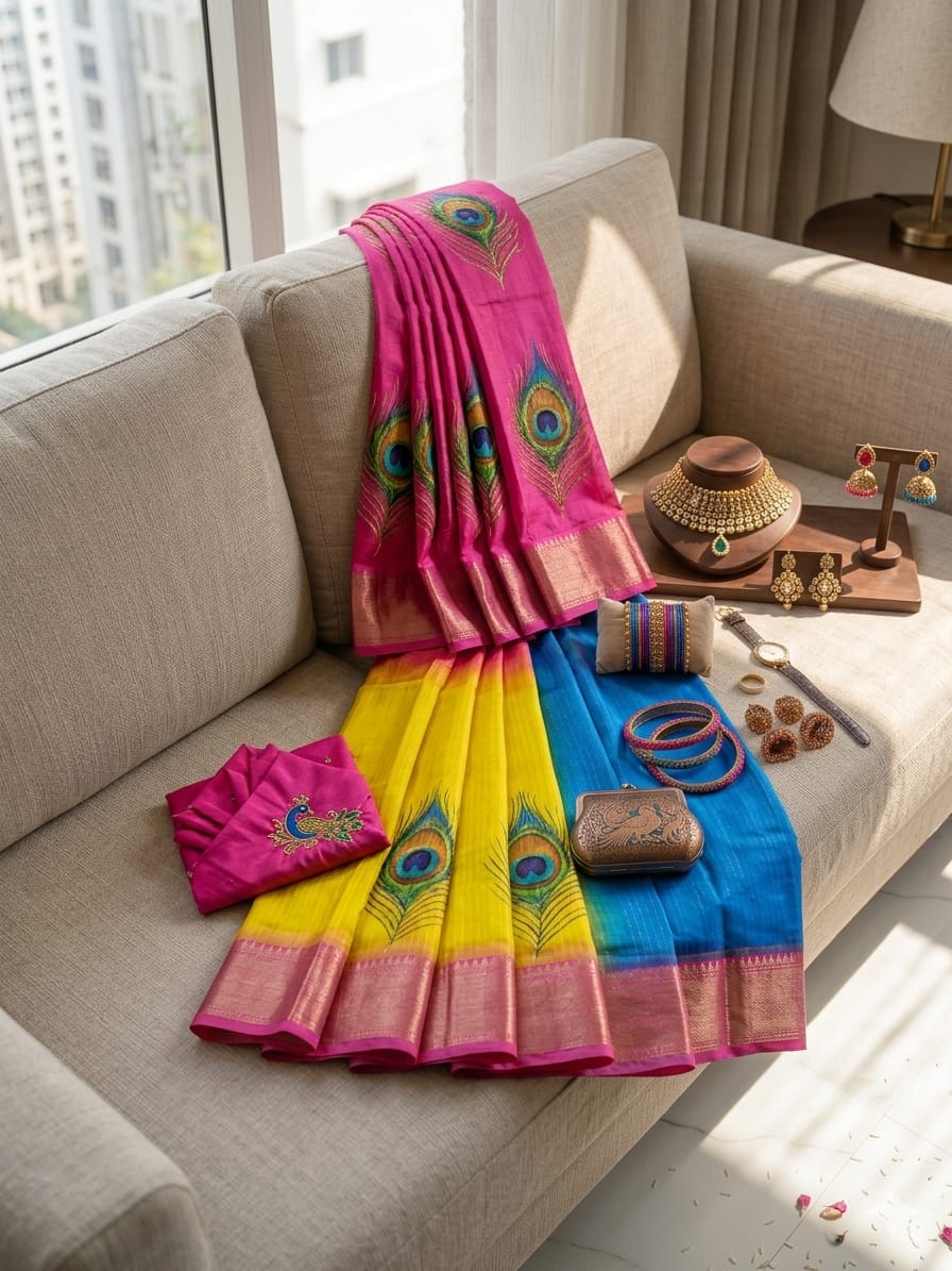 Rainbow Silk Dola Silk Saree