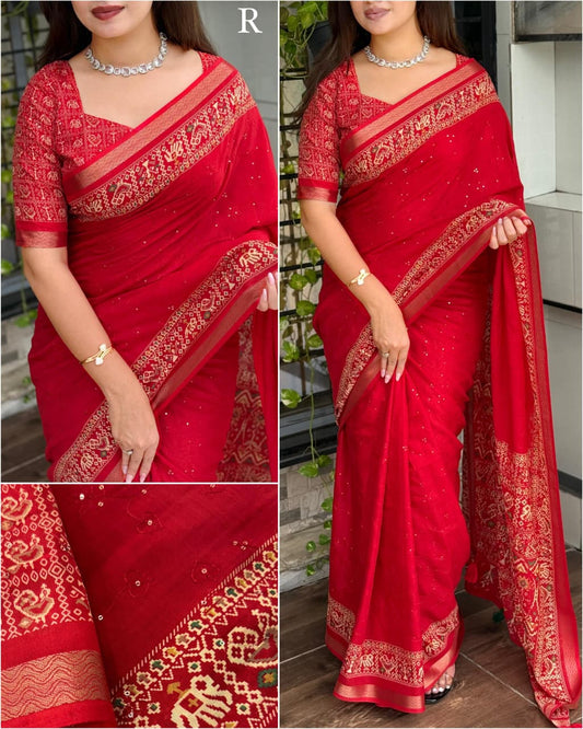 Ajrakh Printed Mul Cotton Saree