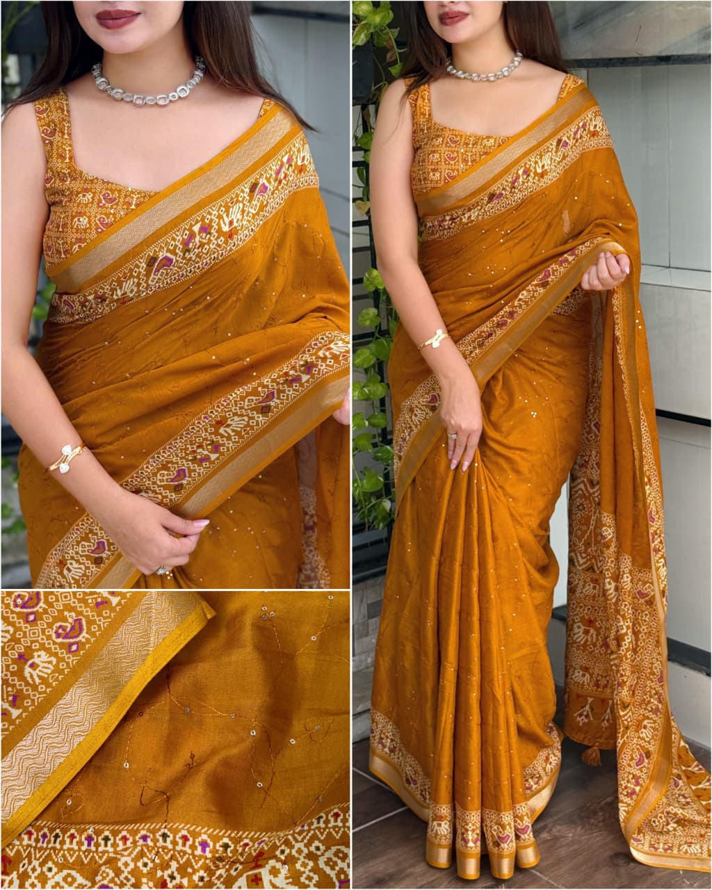 Ajrakh Printed Mul Cotton Saree