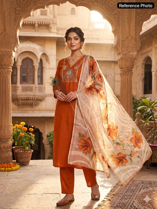 Roman Silk Kurti Pant Dupatta Set