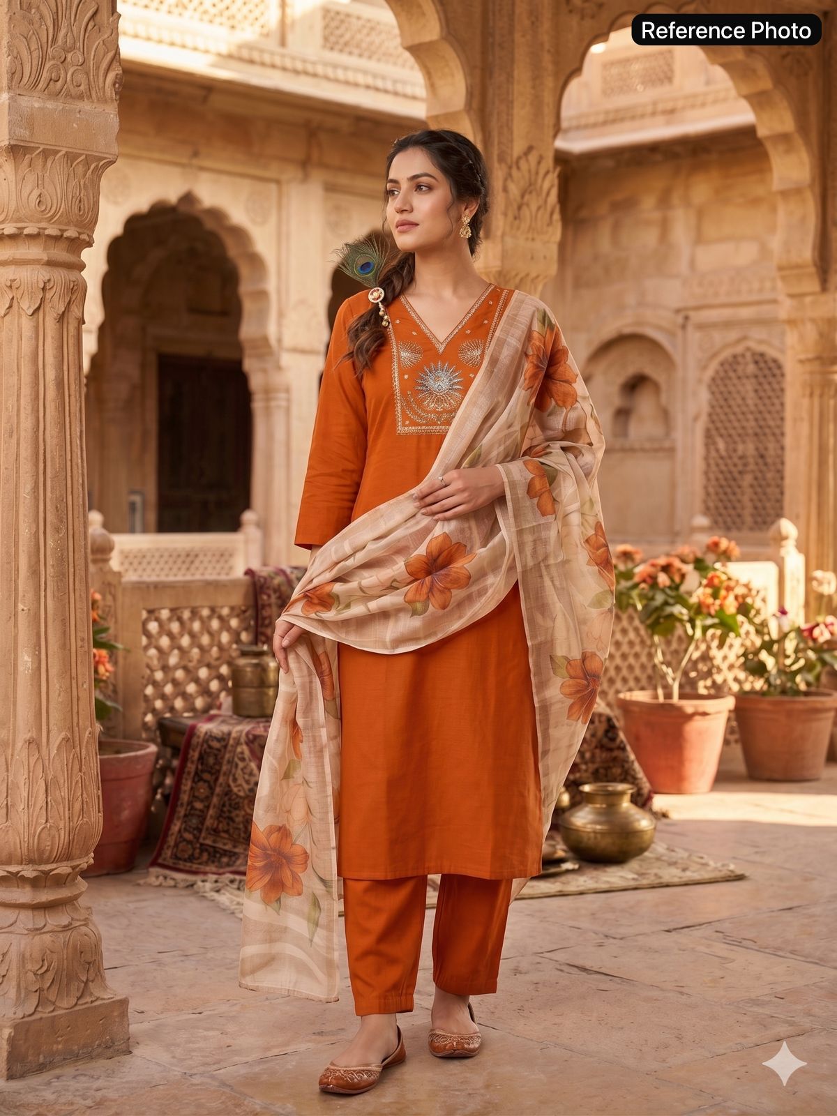 Roman Silk Kurti Pant Dupatta Set