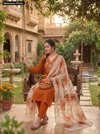 Roman Silk Kurti Pant Dupatta Set