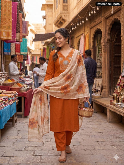 Roman Silk Kurti Pant Dupatta Set