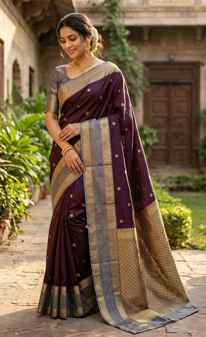 Banarasi Semi Katan Semi Silk Saree