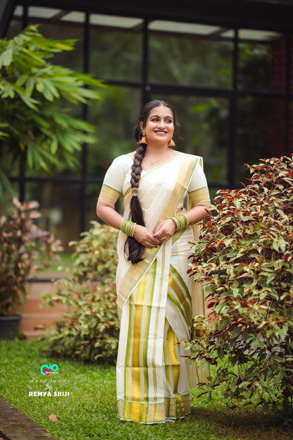 PRAKARTHI - Colour and Kasavu Fancy Set mundu With blouse