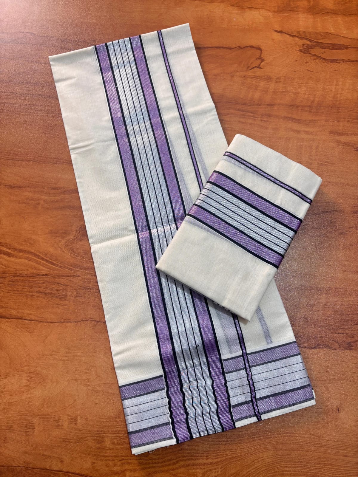 silver colour fancy set mundu