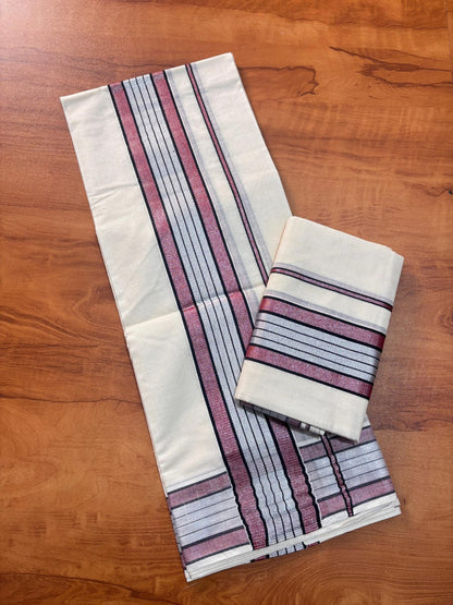 silver colour fancy set mundu