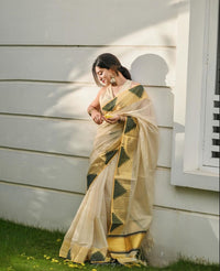 Golden tissue saree