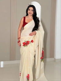 Red Blossom – Pure Cotton Digital Printed Saree