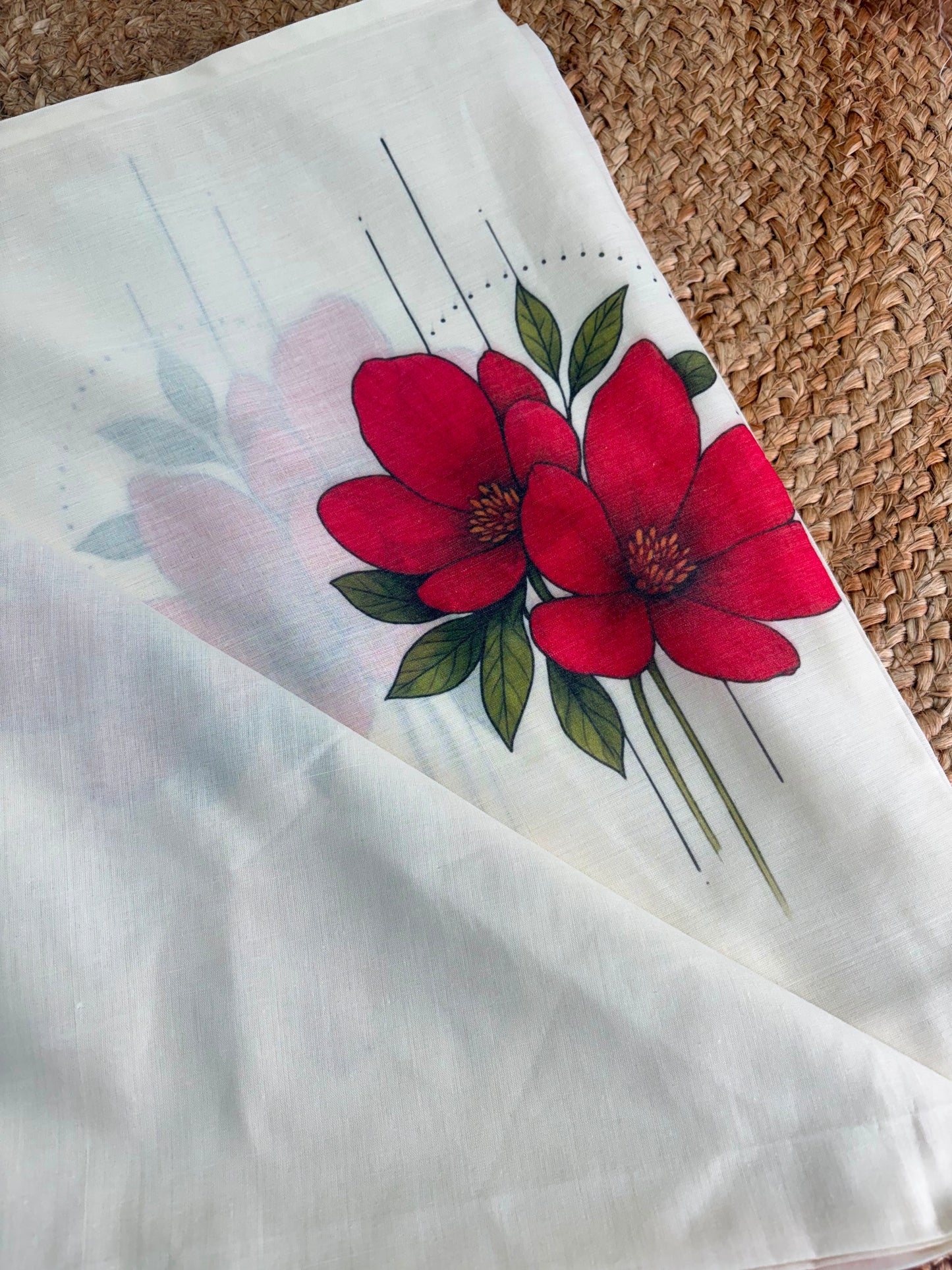 Red Blossom – Pure Cotton Digital Printed Saree