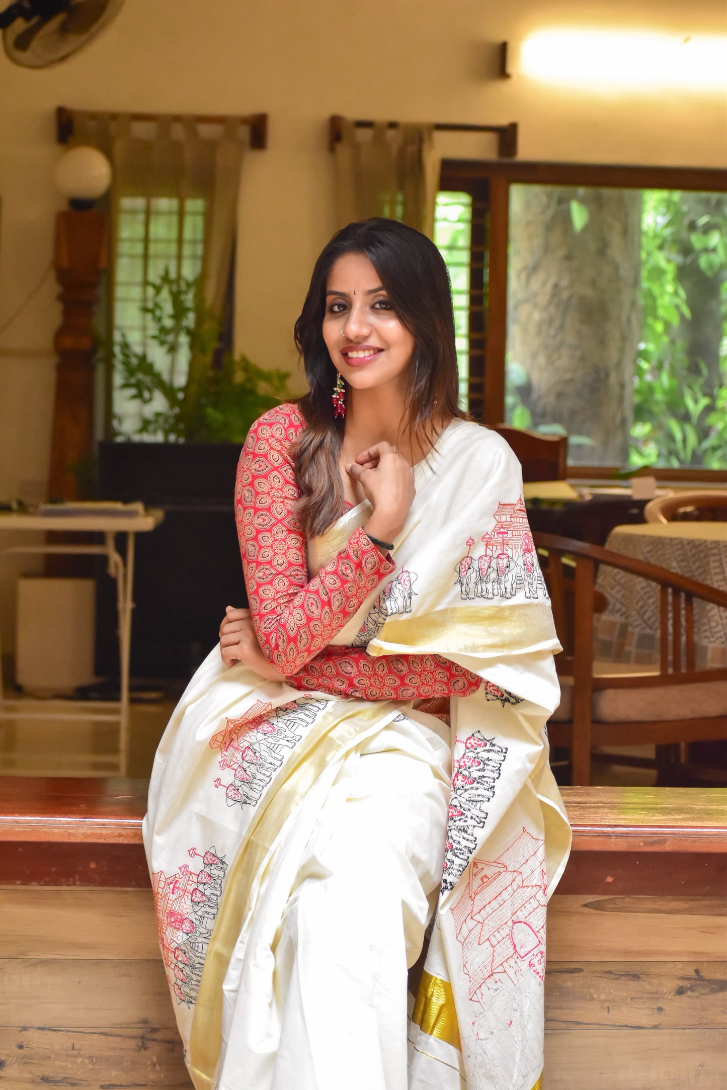 Pooram Embroidered cotton Saree