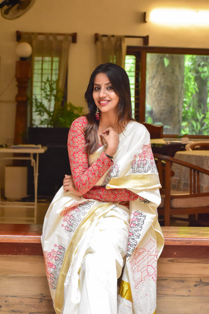 Pooram Embroidered cotton Saree