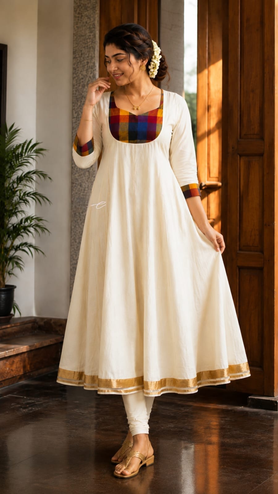 Madras check anarkali