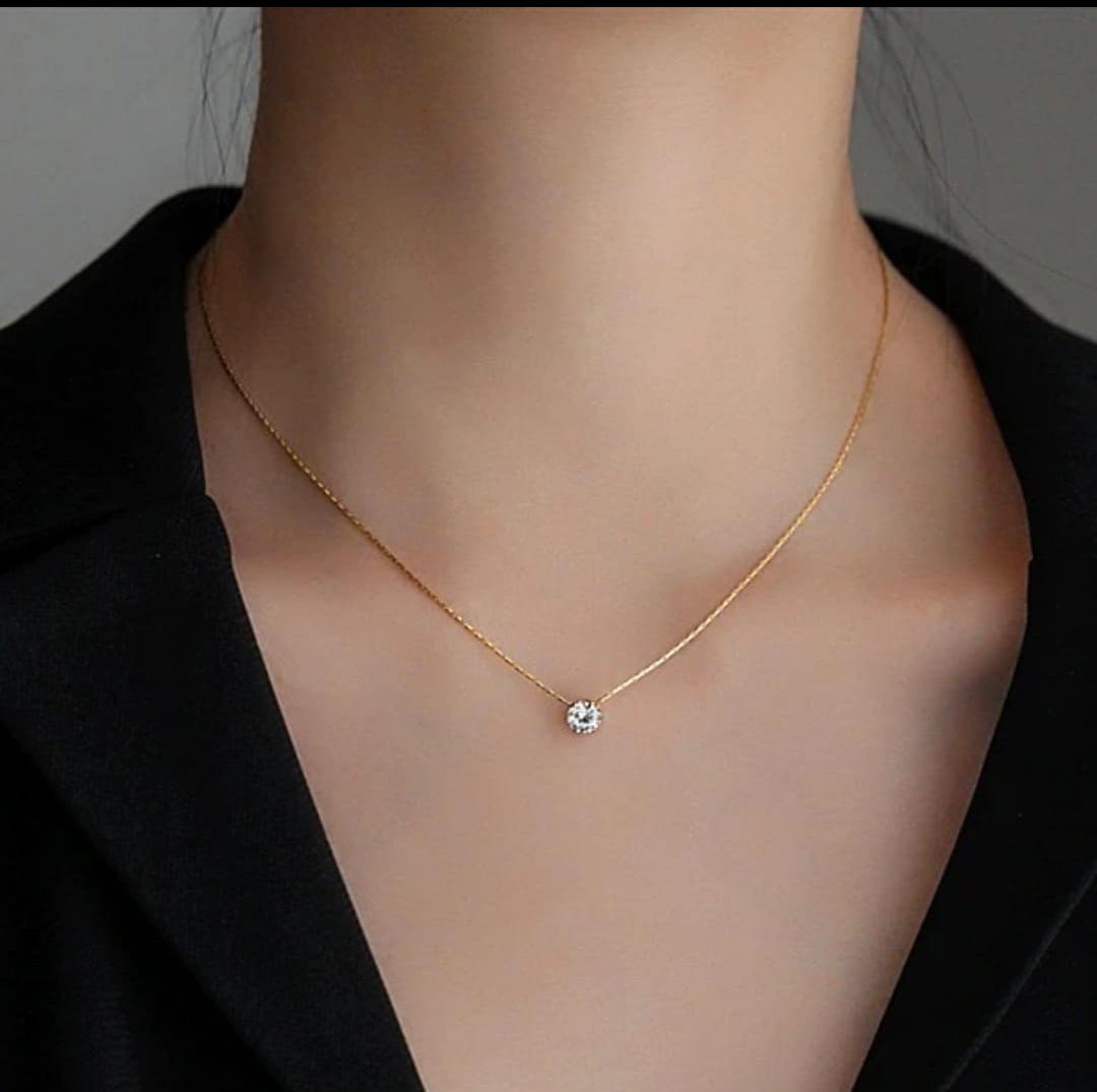 White Stone Anti Tarnish Stainless Steel Chain