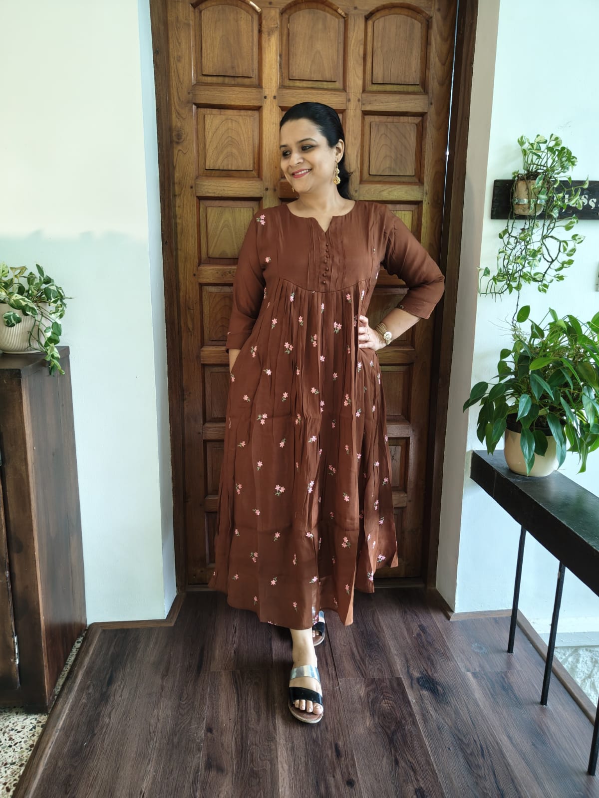 Mul Chanderi silk kurtis with thread embroidery